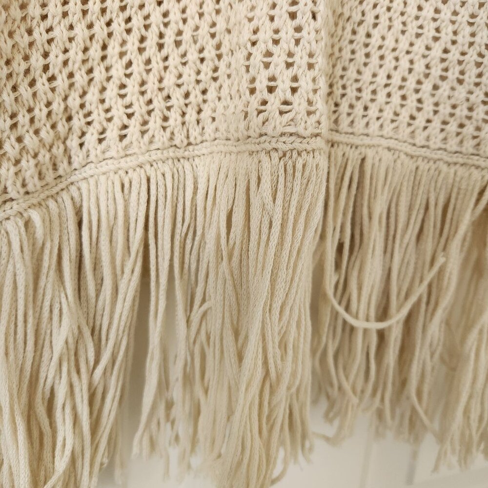 Michael Stars Crochet Fringe Knit Sleeveless Top Beige Soft Comfy Festival Boho - Picture 9 of 12